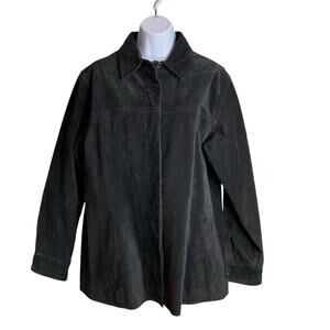Vintage A.M.I Womens Black Suede Shirt Jacket Size L Western Retro Oversized Y2K